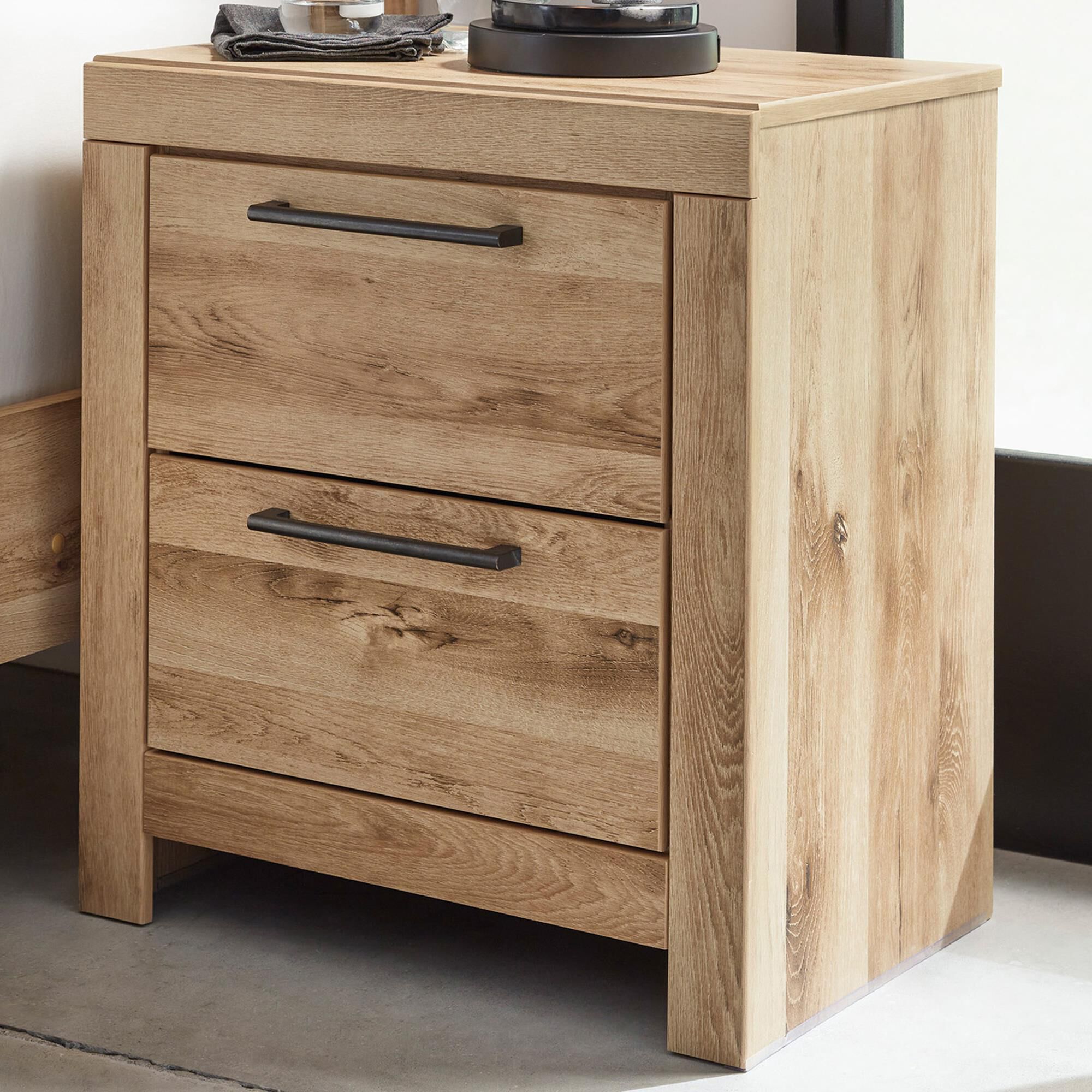 Ashley Hyanna 2-Drawer Nightstand in Golden Rustic