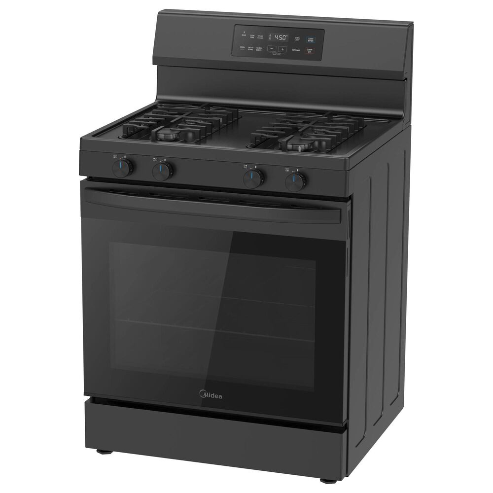 Midea 6.1 Cu. Ft. 4-Burner Freestanding Gas Range with Steam Cleaning in Black, , large