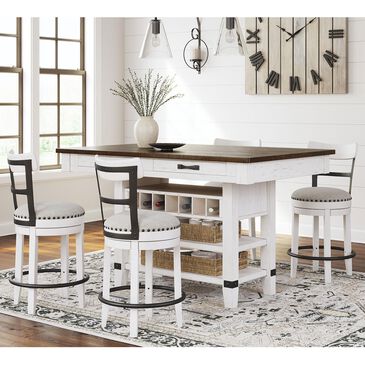Signature Design by Ashley Valebeck 5-Piece Counter Height Dinning Set in Distressed Vintage White, Warm Brown and Black, , large