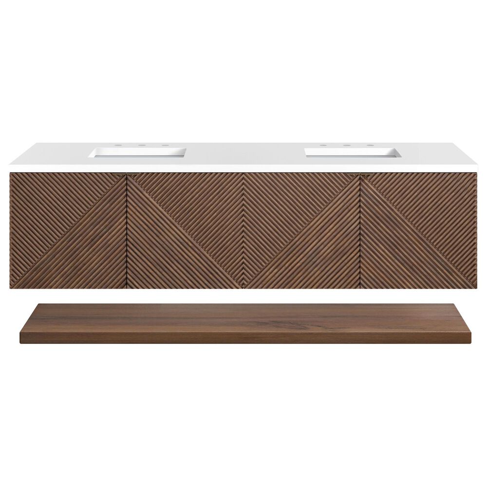 James Martin Vanities Marcello 72" Double Bathroom Vanity in Chestnut with 3 cm White Zeus Quartz Top and Rectangular Sinks, , large