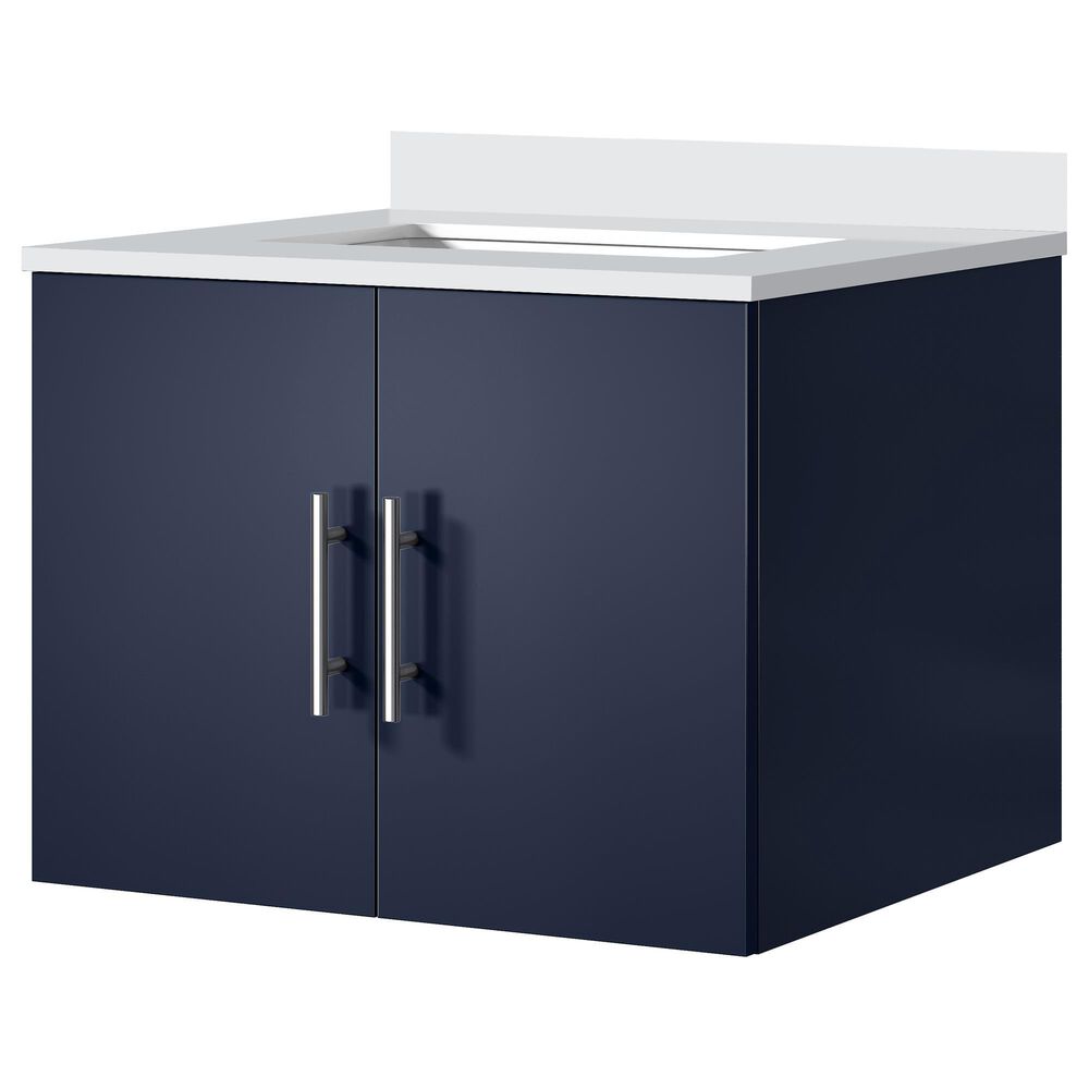 Lexora Home Geneva 24" Single Bathroom Vanity in Navy Blue with 2 cm White Cultured Marble Top and Rectangular Sink, , large