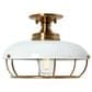 Creative Coop Presley 1-Light Semi-Flush Mount with Navy Blue Shade in Brushed Brass, , large