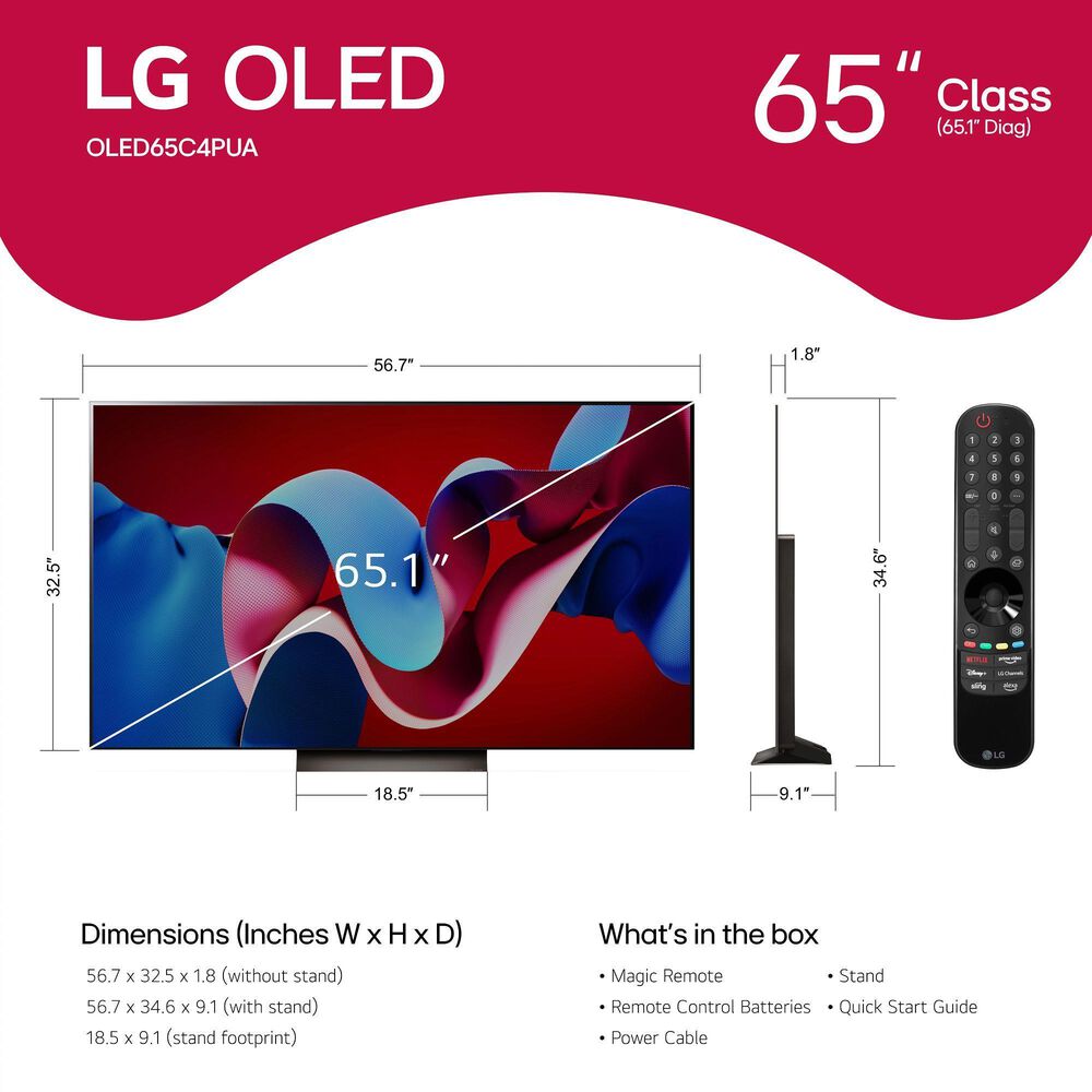 LG 65&quot; Class C4 Series OLED evo 4K Ultra HD in Black - Smart TV, , large