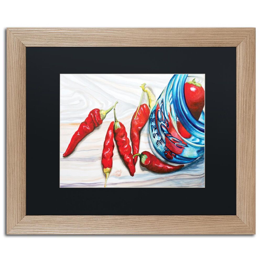 Timberlake Jennifer Redstreake "Ball Jar Peppers" Black Matted Framed Art 16x20, , large