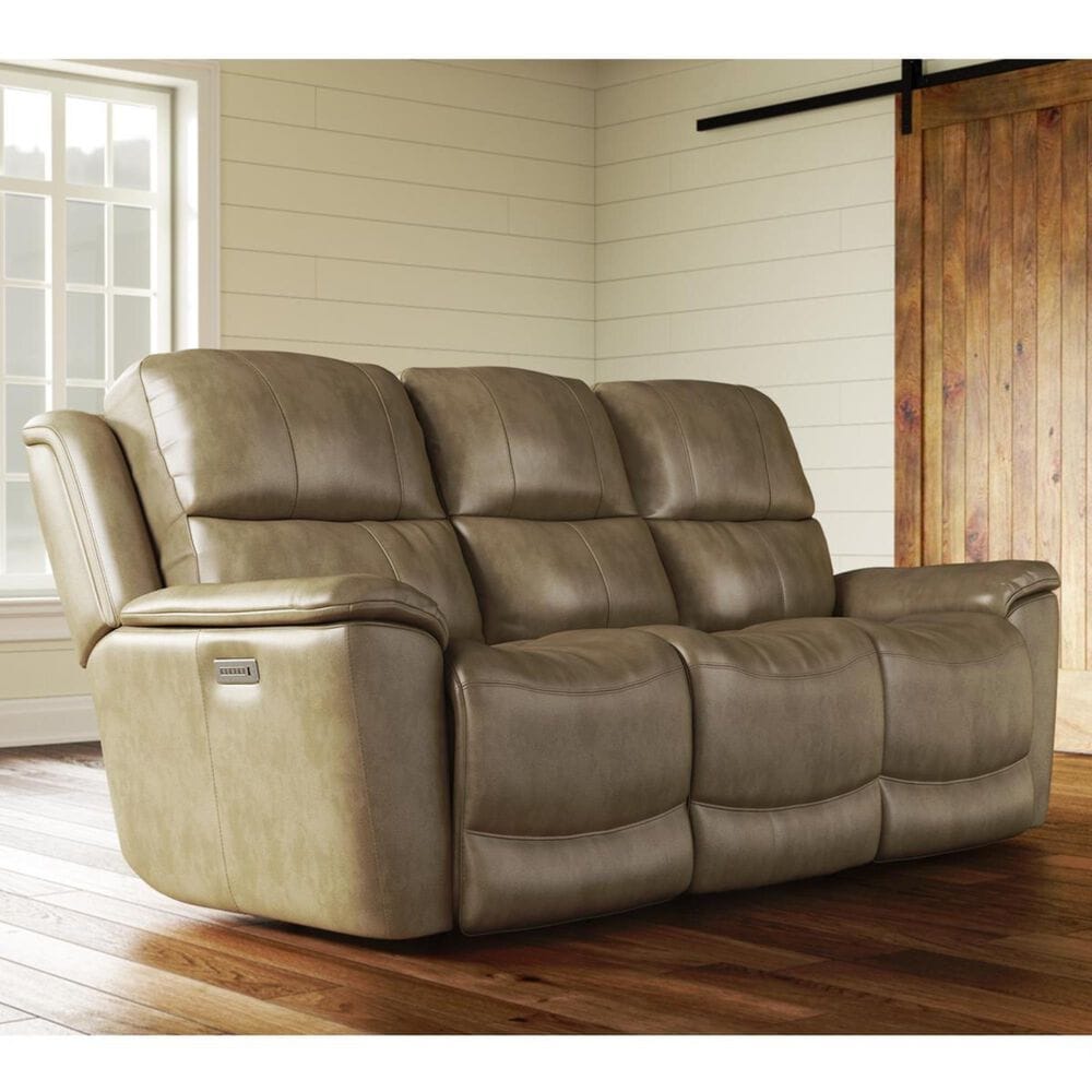 Flexsteel Cade Leather Power Reclining Sofa in Sand Nebraska