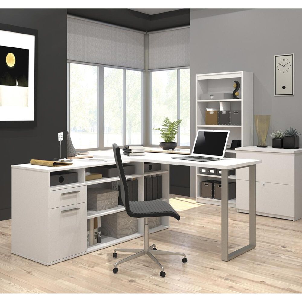 Bestar Solay LShaped Desk In White Nebraska Furniture Mart