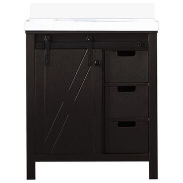 Lexora Home Marsyas 30" Single Bathroom Vanity in Brown with White Quartz Top and Rectangular Sink, , large