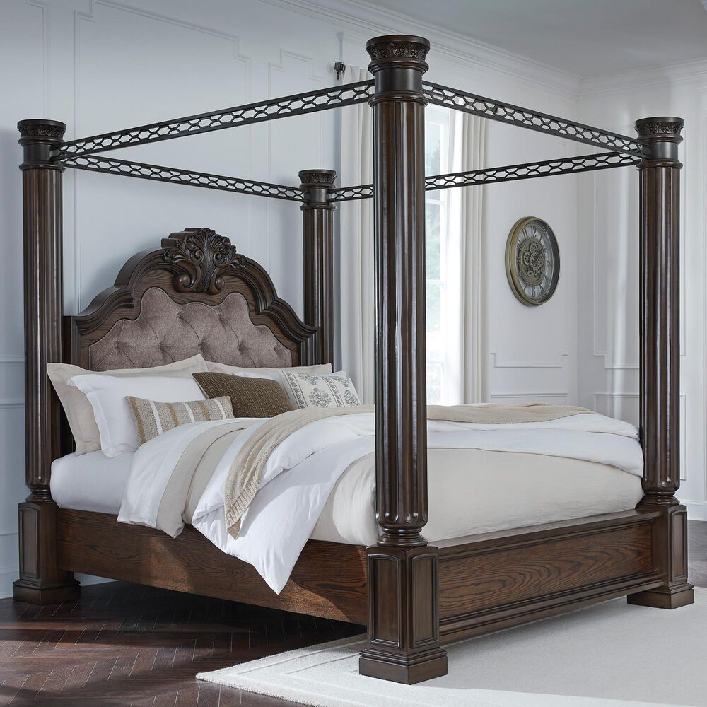 Millenium Maylee King Canopy Bed in Dark Brown, , large