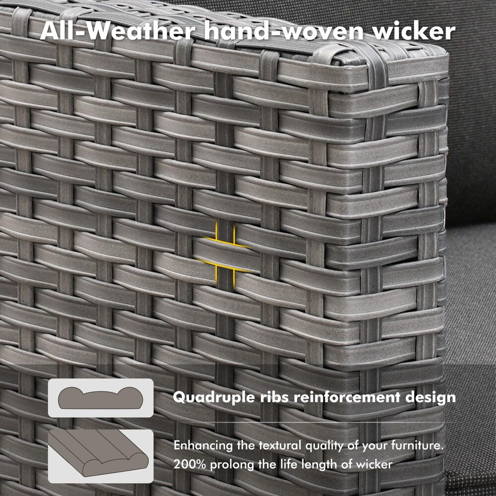 HOMLUX 7-Piece Patio Conversation Set with Rocking Chairs and Fire Pit Table in Black, , large