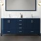 Lexora Home Jacques 72" Double Bathroom Vanity in Navy Blue with 2 cm White Carrara Marble Top and Rectangular Sinks, , large