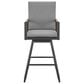Armen Living Crown Patio Swivel Bar Stool with Dark Gray Cushion in Black, , large