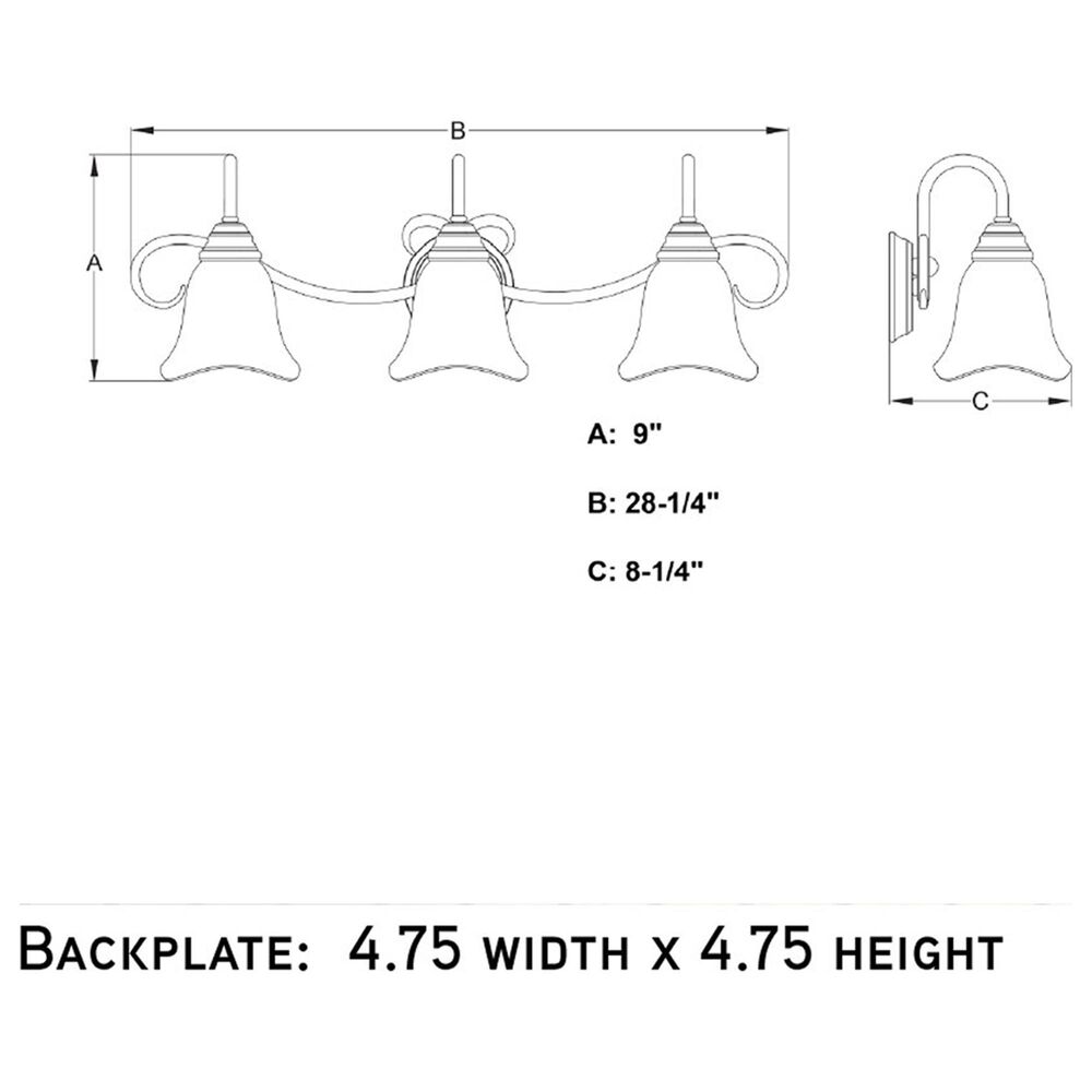Vaxcel Bella 3-Light Bathroom Vanity Fixture in Matte Black, , large