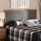 Baxton Studio Iden Queen Panel Headboard with Dark Grey Fabric in Walnut Brown, , large