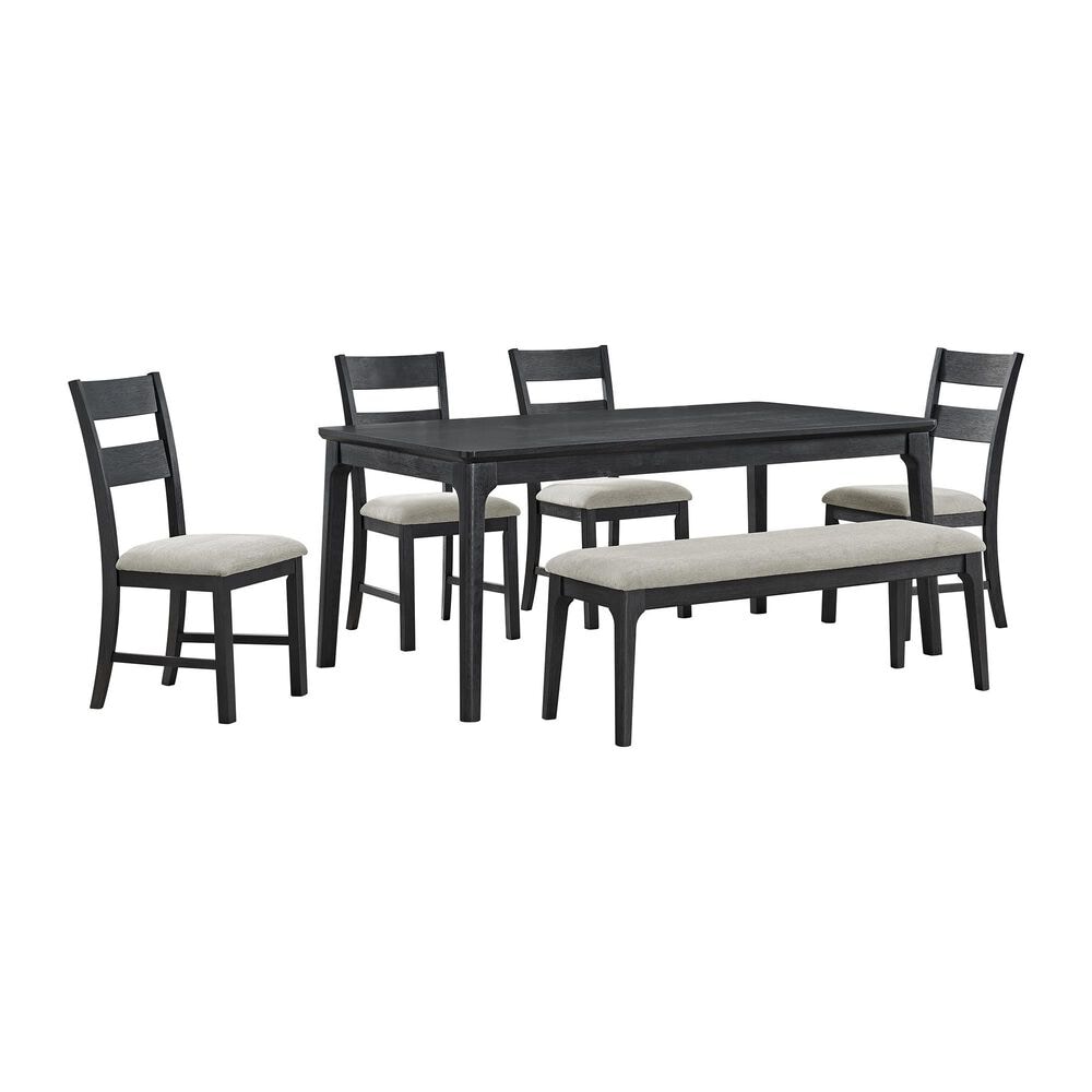 Mayberry Hill Garcia 6-Piece Dining Set with Bench in Black, , large
