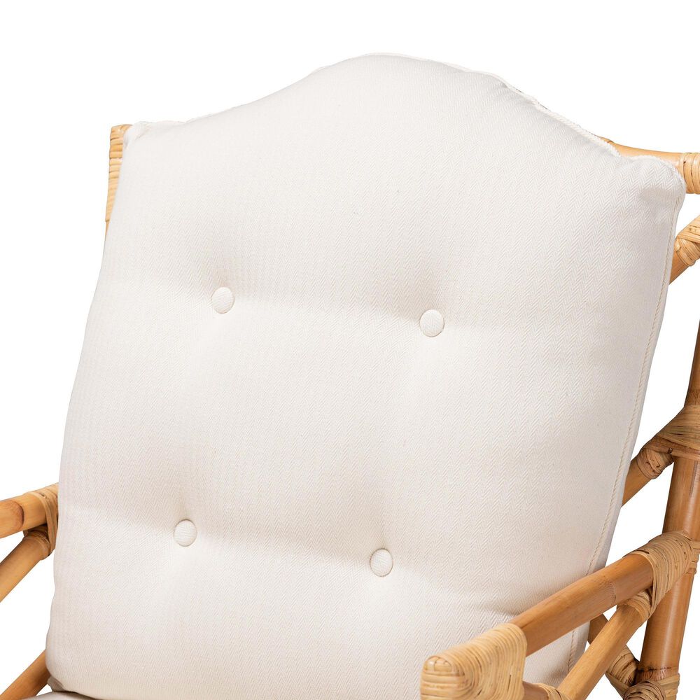 Baxton Studio Sonia Rattan Arm Chair in White, , large