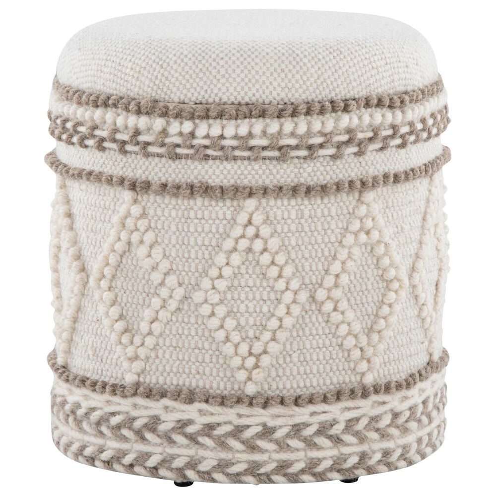 LumiSource Tahoe 18" Pom Pom Storage Ottoman in Beige, , large