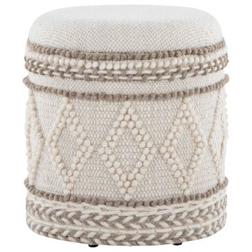 LumiSource Tahoe 18" Pom Pom Storage Ottoman in Beige, , large