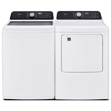 Midea 4.5 Cu.Ft. Smart Top Load Washer and 7.0 Cu. Ft. Gas Dryer Laundry Pair in White, , large