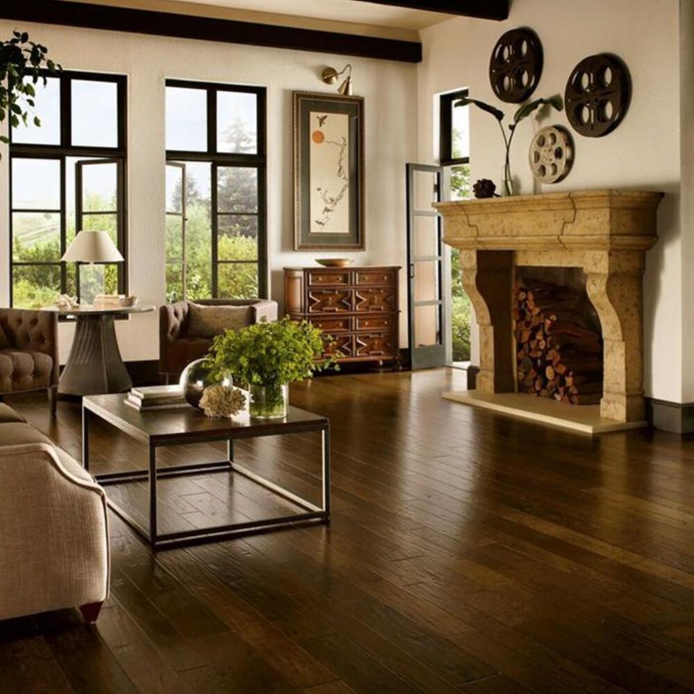 Armstrong Artesian Hand-Tooled Barrel Brown Hickory Hand Scraped Hardwood, , large