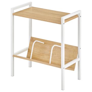 mDesign Side Table with Book Shelf in White and Modern Oak, , large