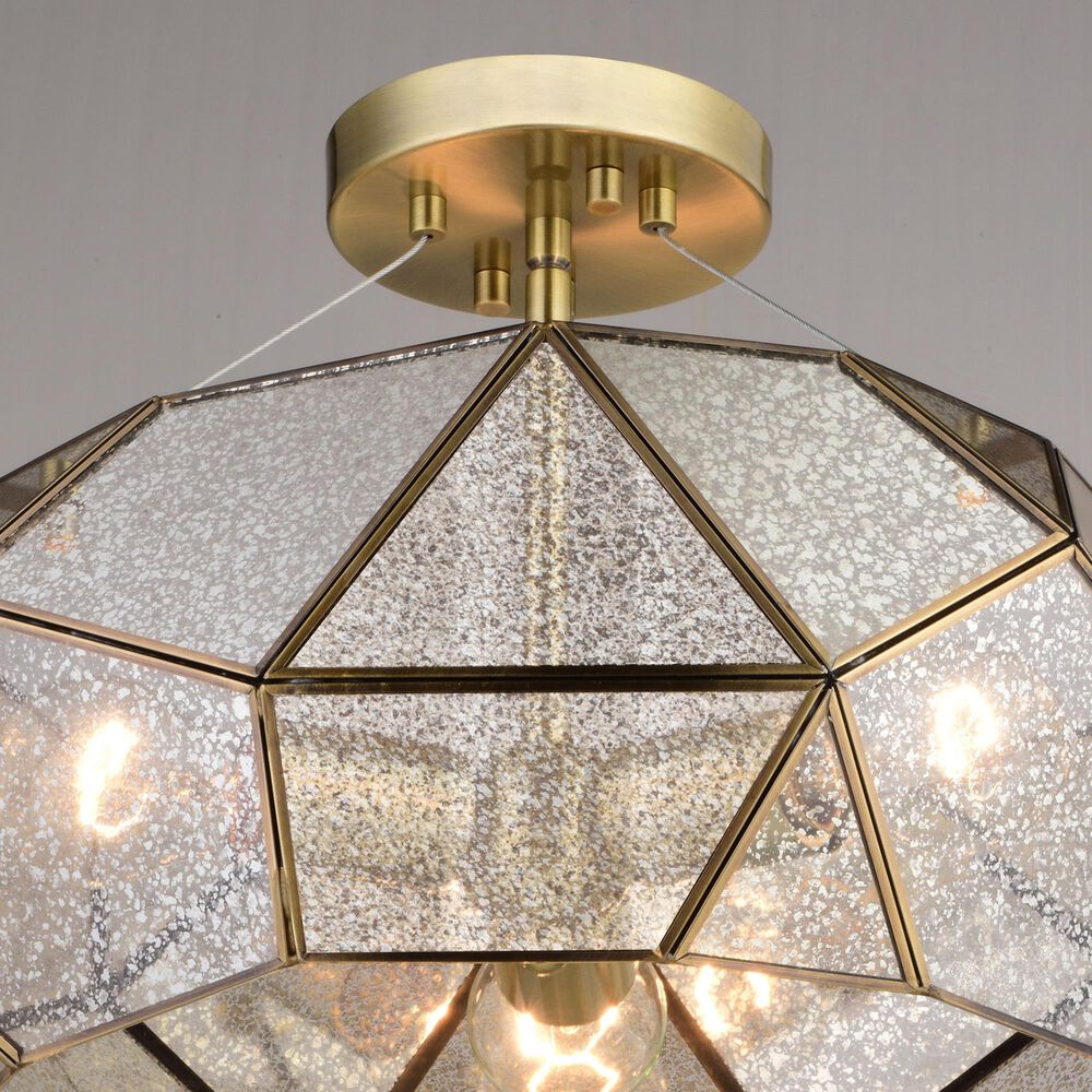 Vaxcel Euclid 3-Light Semi Flush Mount in Aged Brass, , large