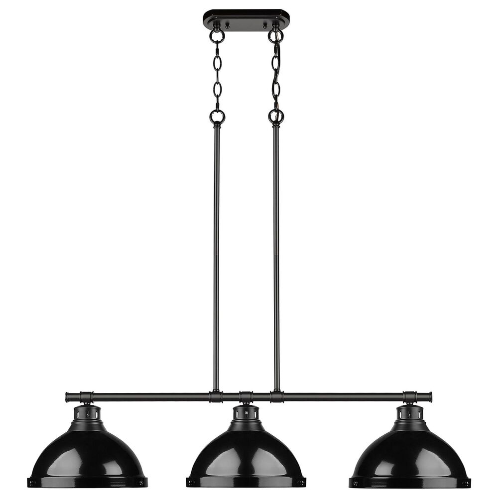 Golden Lighting Duncan 3-Light Pendant with Black Shade in Matte Black, , large
