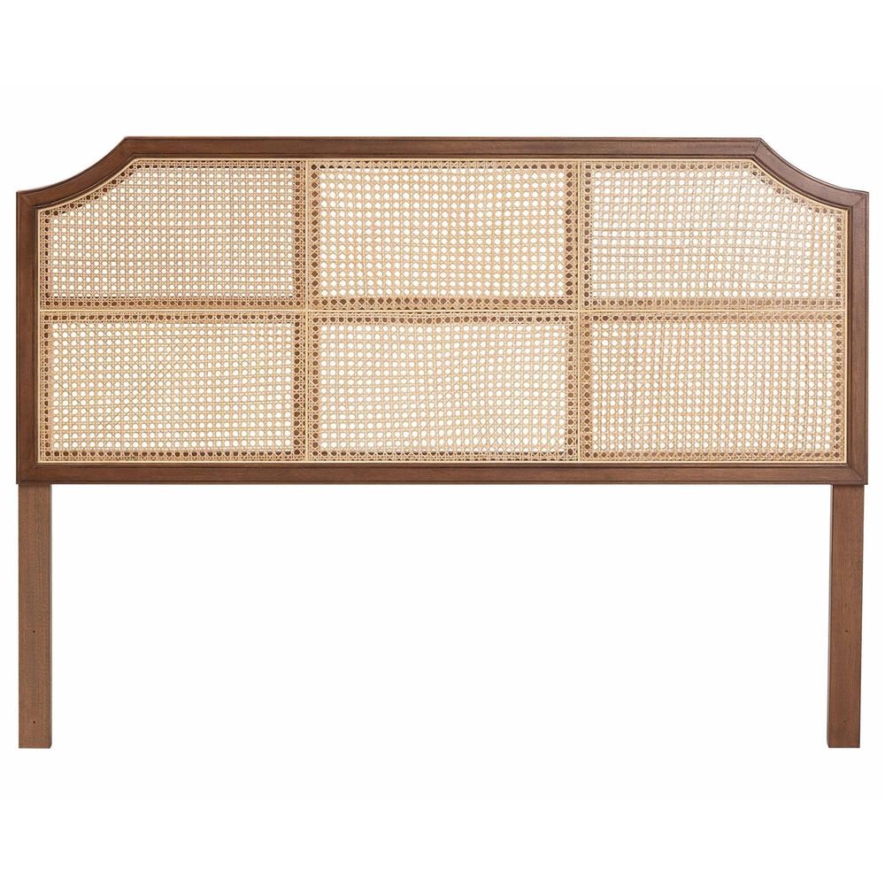 Baxton Studio Hermine Queen Panel Headboard with Curved Top in Walnut Brown and Natural, , large