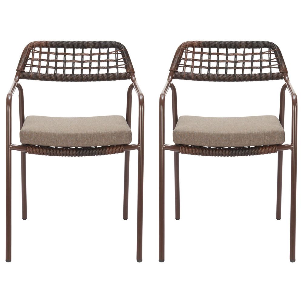 Zuo Modern Rio Outdoor Dining Chair in Brown (Set of 2), , large