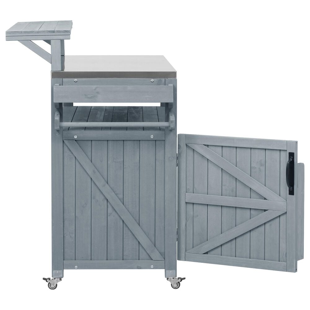 HOMLUX 53" Outdoor Kitchen Island in Grey Blue and Stainless Steel, , large