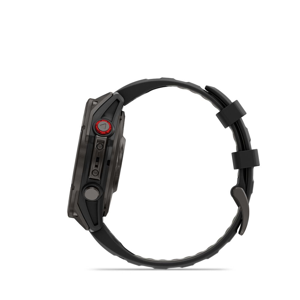 Garmin Fenix 8 Pro Sapphire AMOLED Smartwatch 47mm Carbon Gray DLC Titanium Case with Black and Pebble Gray Silicone Band, , large