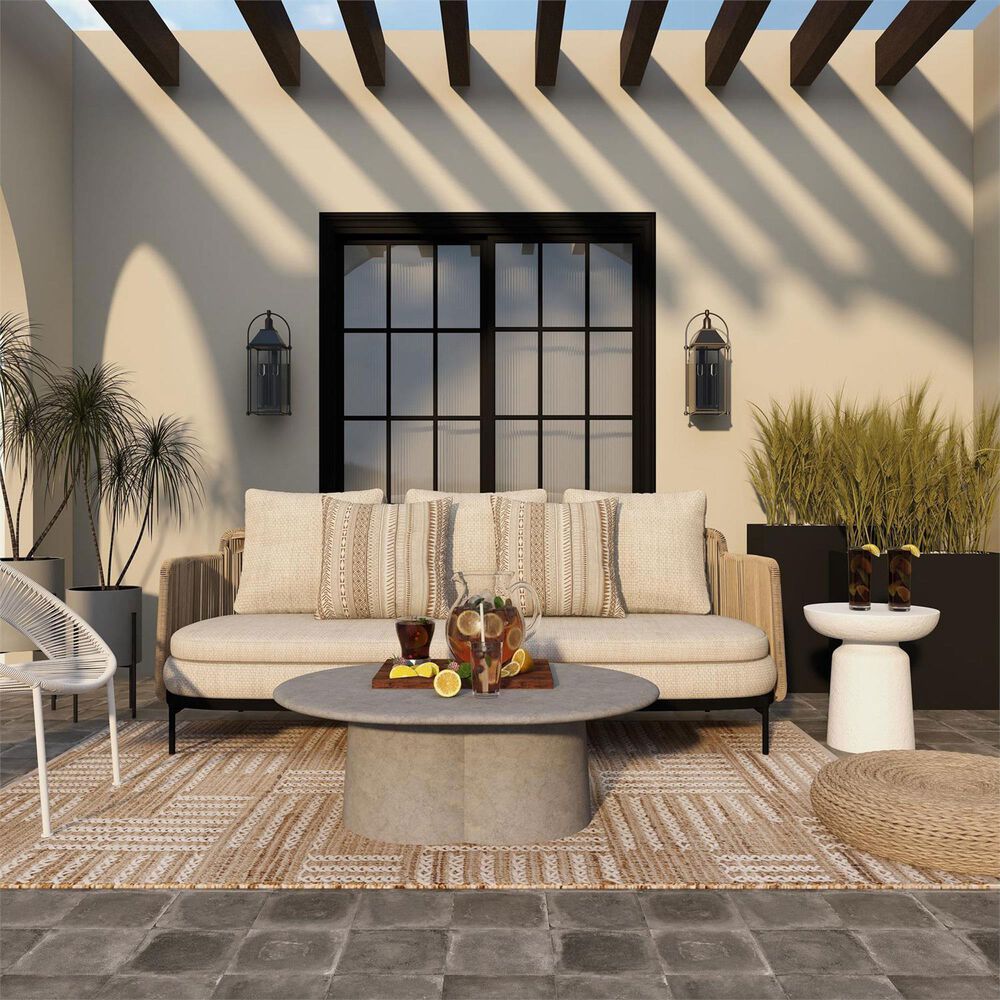 Maple and Jade Outdoor End Table in White, , large