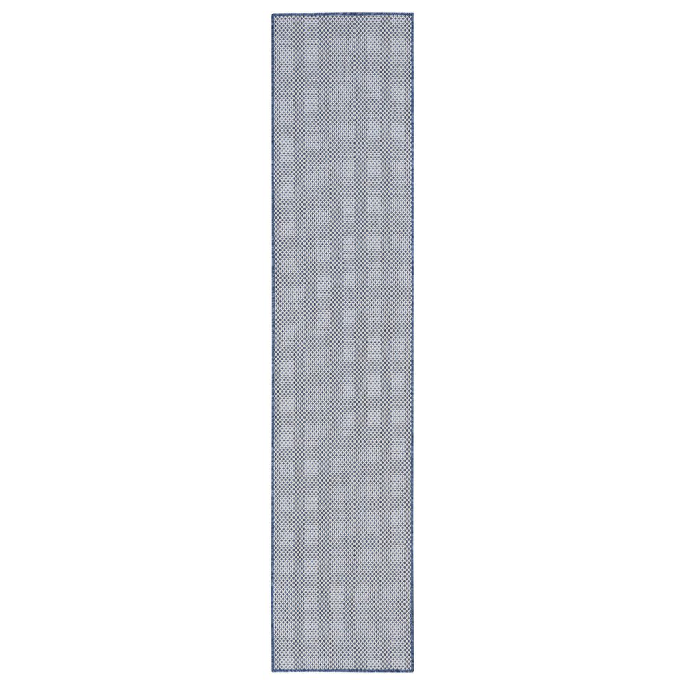 Nourison Courtyard Ivory and Blue 2" x 6" Indoor/Outdoor Runner, , large