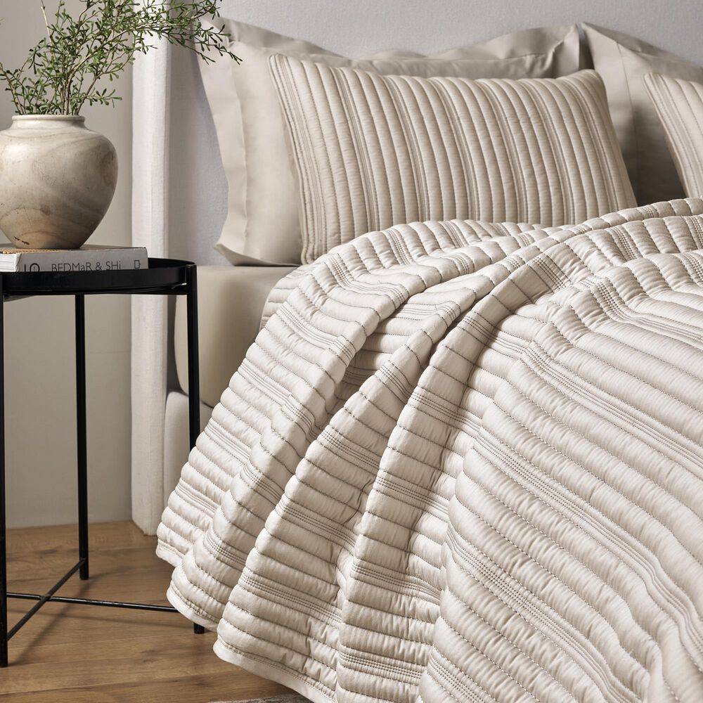 Ann Gish Rib 3-Piece Queen Coverlet Set in Pumice, , large