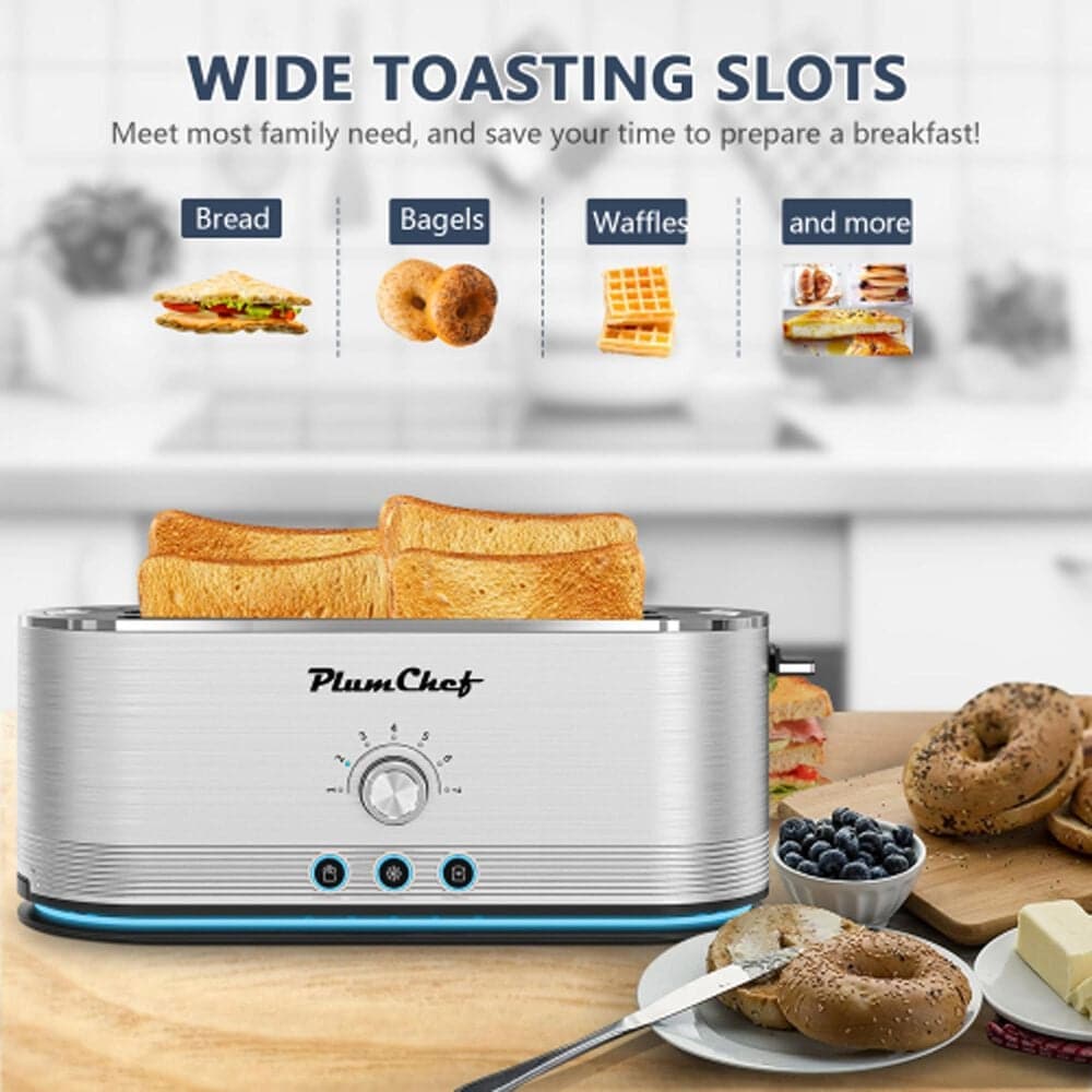 HOMLUX 4-Slice Toaster with 7 Browning Settings in Silver, , large