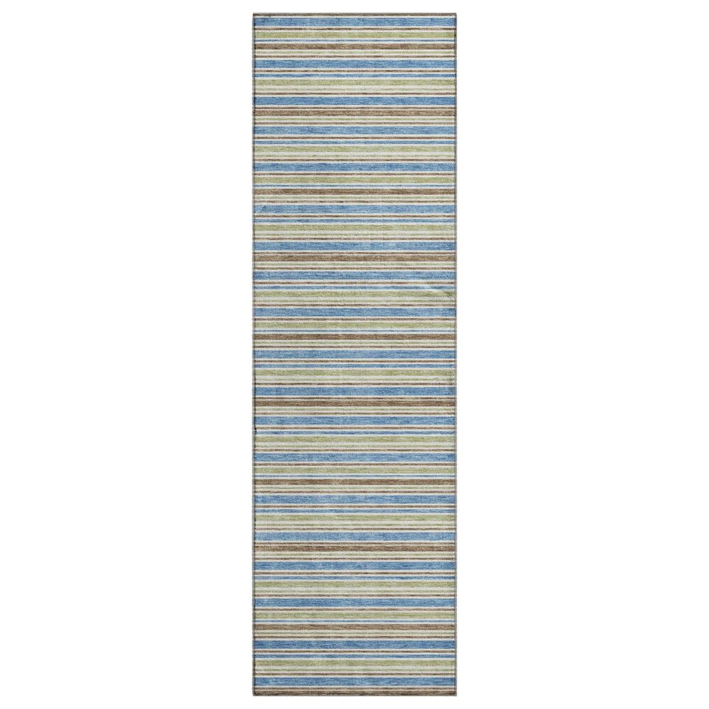 Dalyn Rug Company Soft Essentials Striped Blue 2"3" x 7"6" Indoor/Outdoor Runner, , large