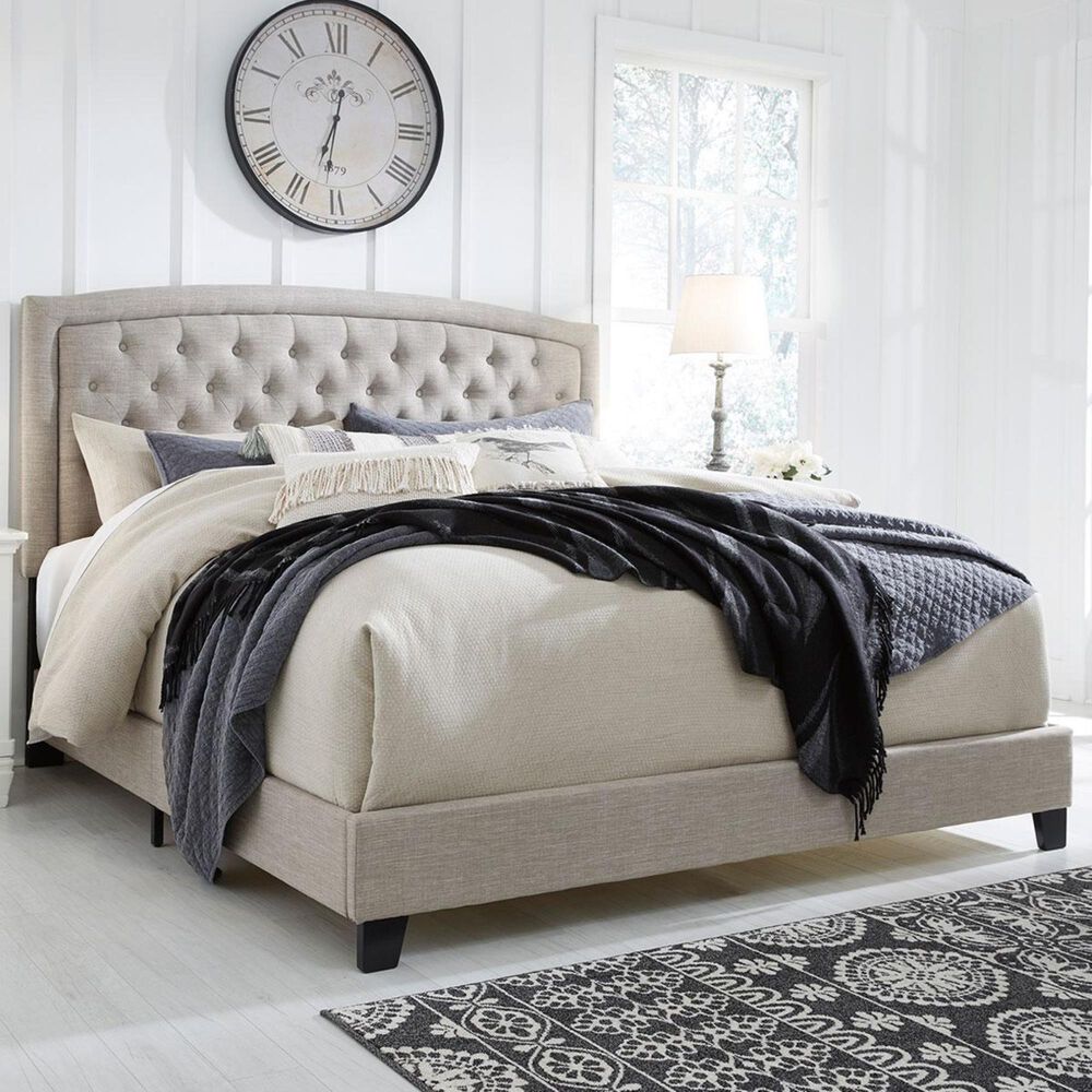 Signature Design by Ashley Jerary King Upholstered Bed in Light Gray