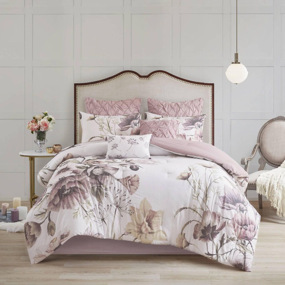 Hampton Park Cassandra 8-Piece Queen Cotton Printed Comforter Set in Blush, , large