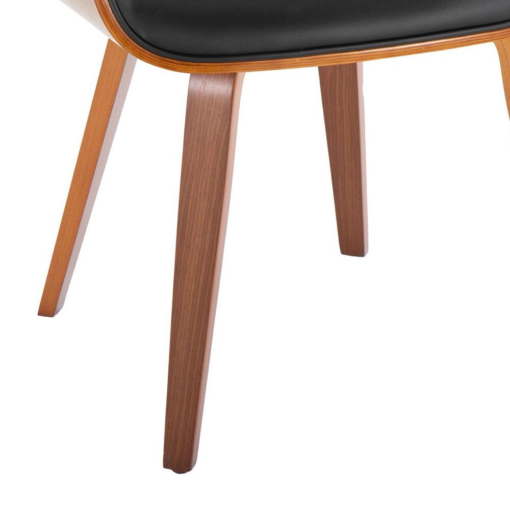 LumiSource Curvo Highback Contemporary Chair with Black Faux Leather Cushion in Walnut Wood (Set of 2), , large