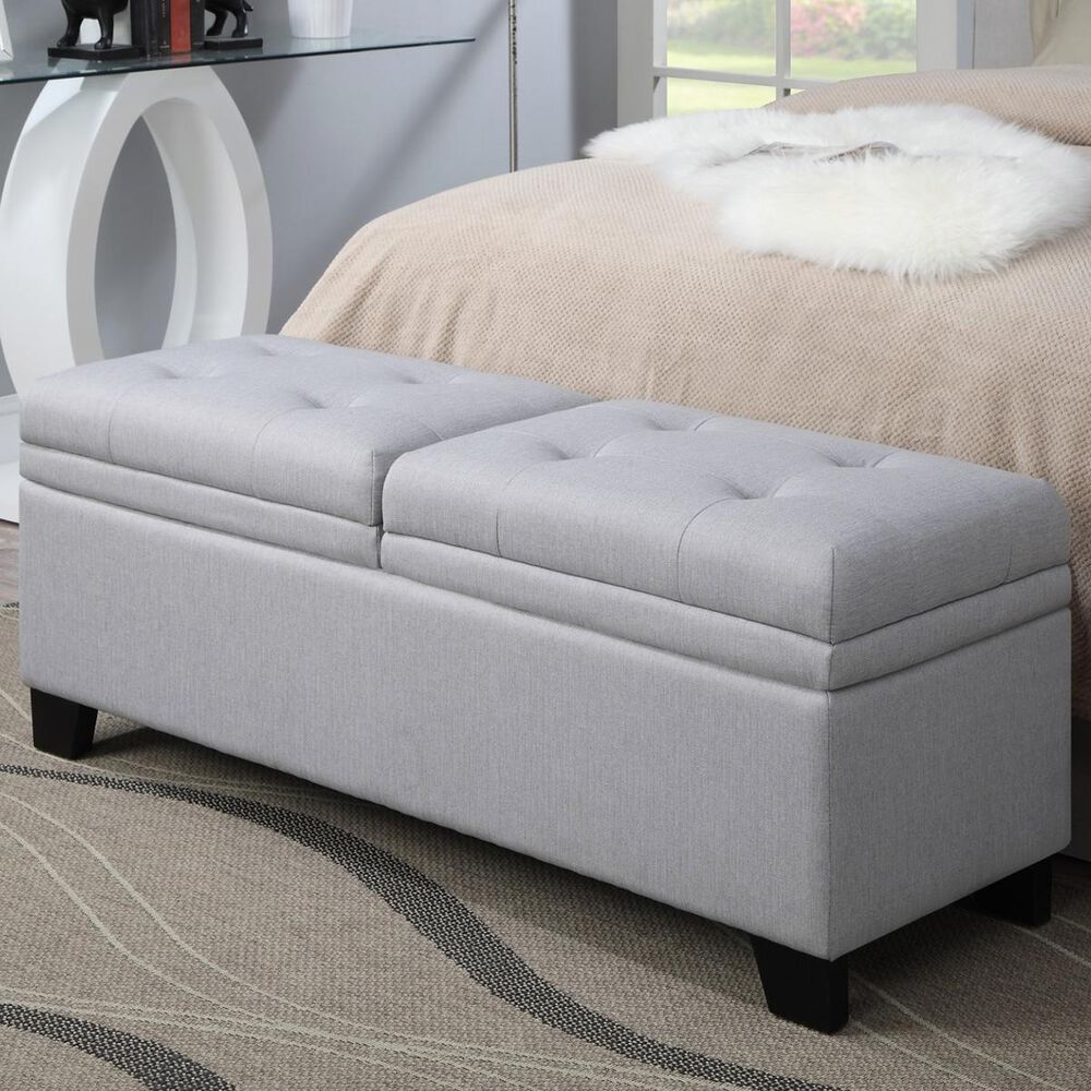 Accentric Approach Accentric Accents Upholstered Storage Bench in Grey, , large