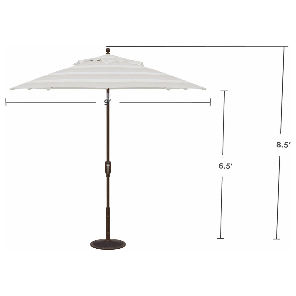 Garden Party Market 9' Octagon Push Button Tilt Umbrella with Bronze Base in Direction Linen Stripe, , large