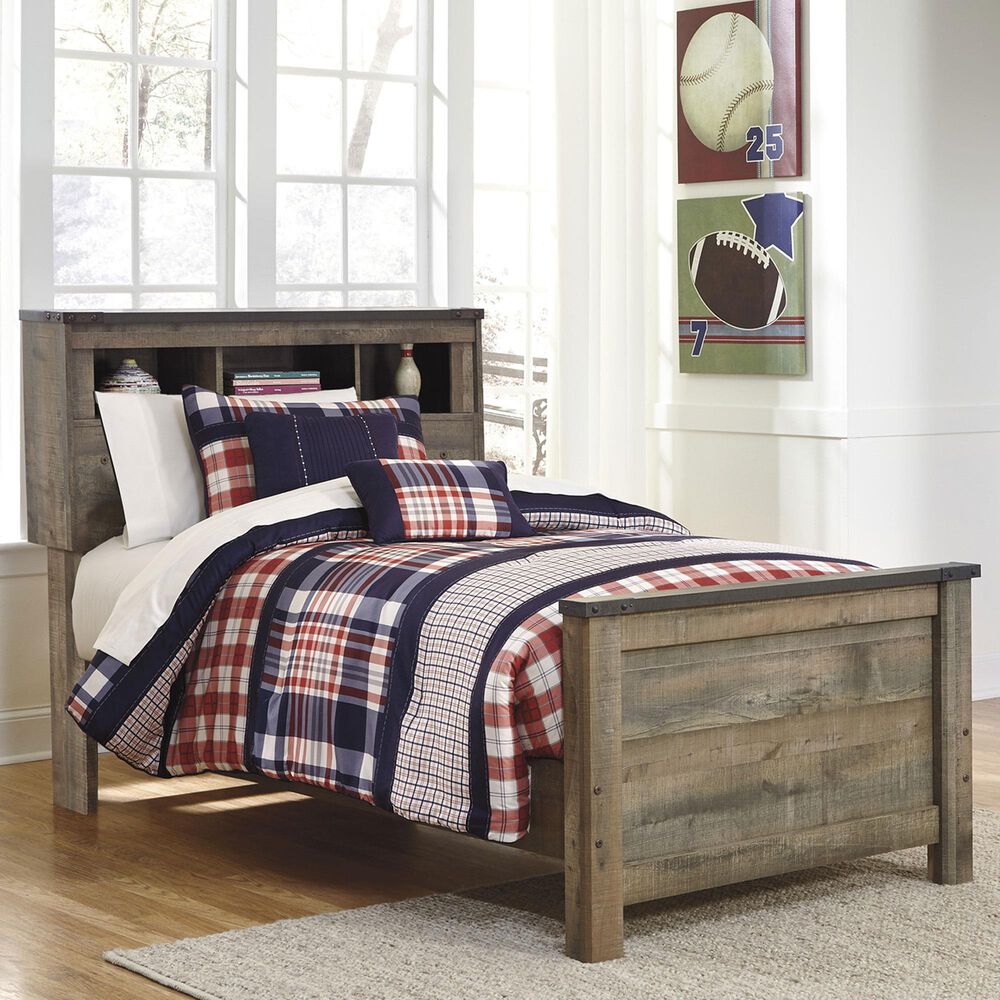 Ashley Trinell Twin Bookcase Bed in Replicated Oak Grain, , large