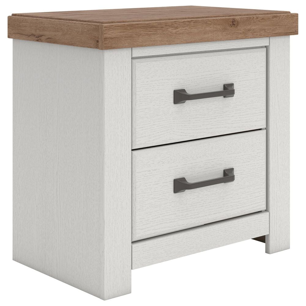 Ashley Savonport Queen Storage Bed with Dresser Chest and 2 Nightstands in White and Brown, , large