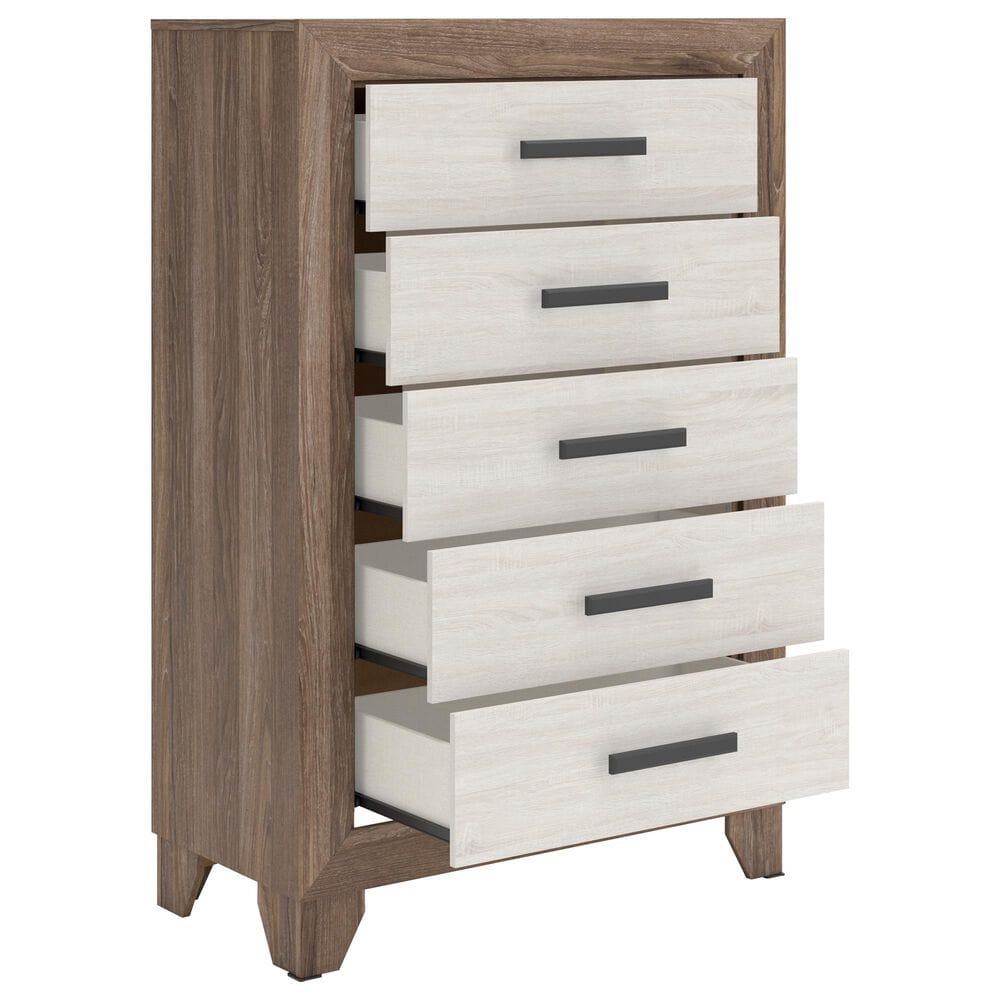 Ashley Sharnari 5-Drawer Chest in Antique White and Gray Brown, , large