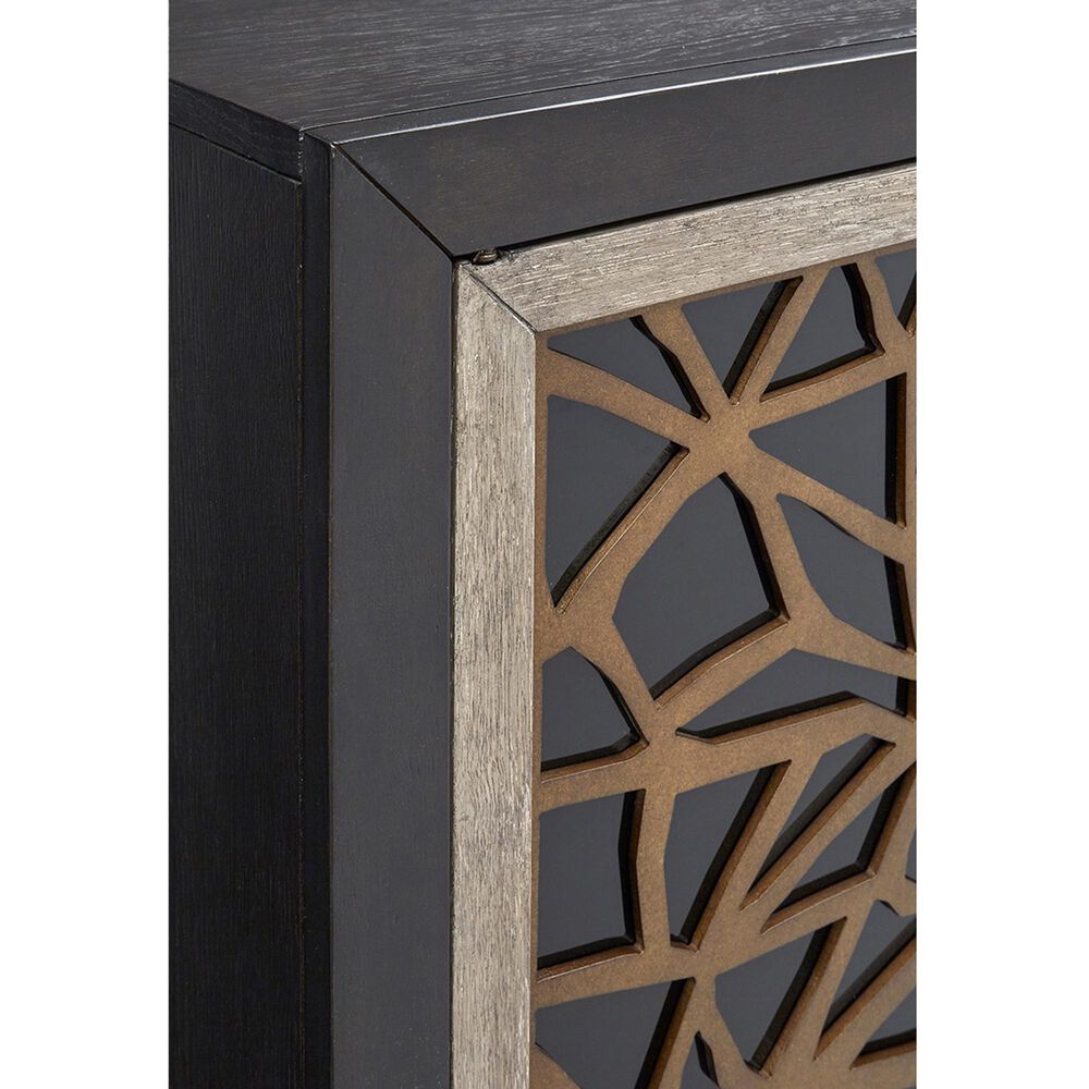 Nicolette Home Ryker Server in Grey, Black Glass, and Aged Brass, , large