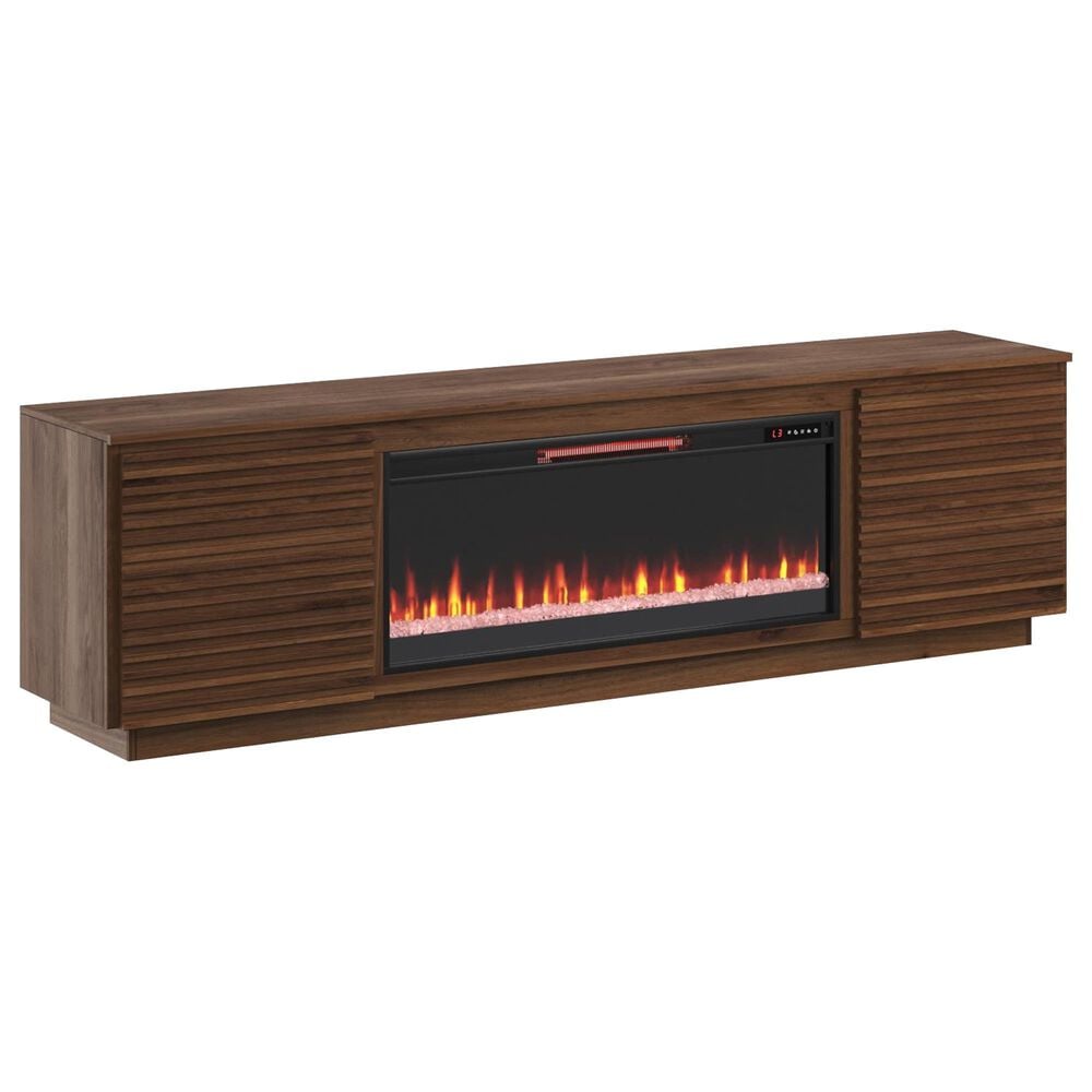 Legends Home Stardust 89" Fireplace Console with Fireplace Insert in Bourbon, , large