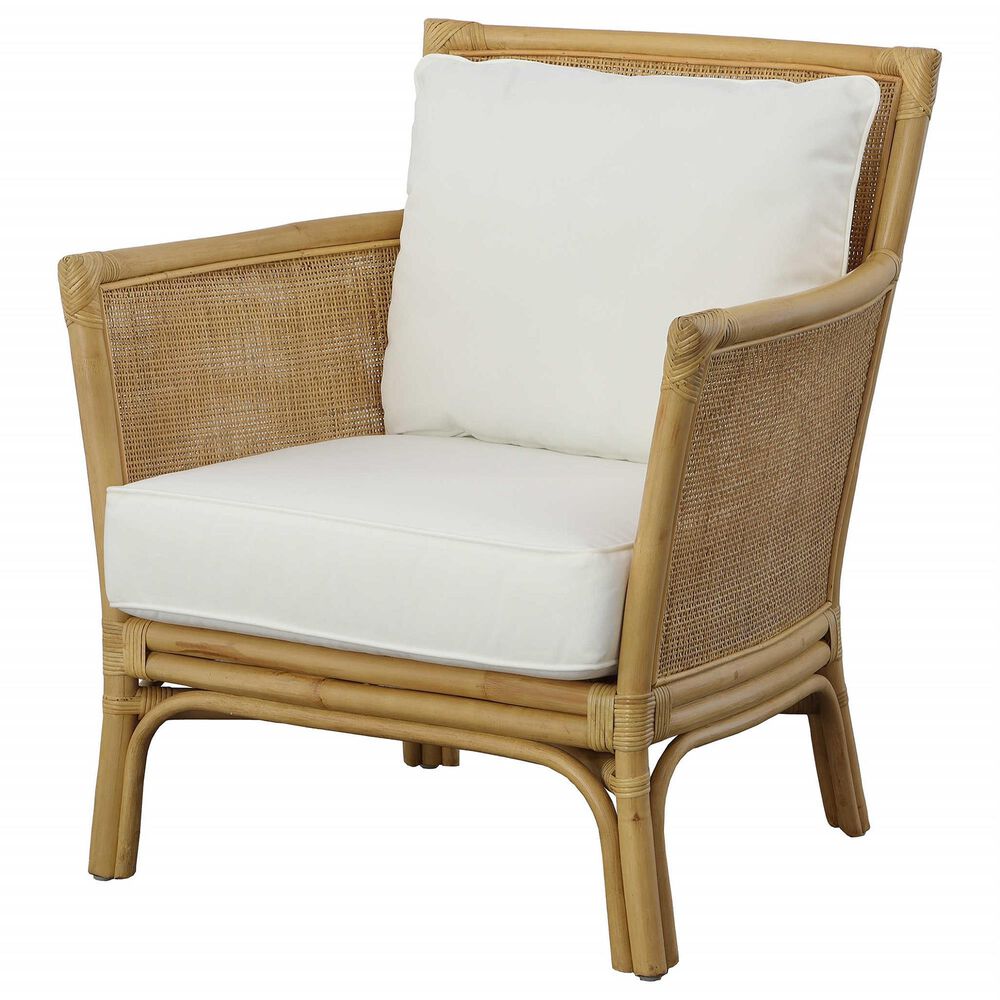 Uttermost Pacific Arm Chair with White Cushion in Natural, , large