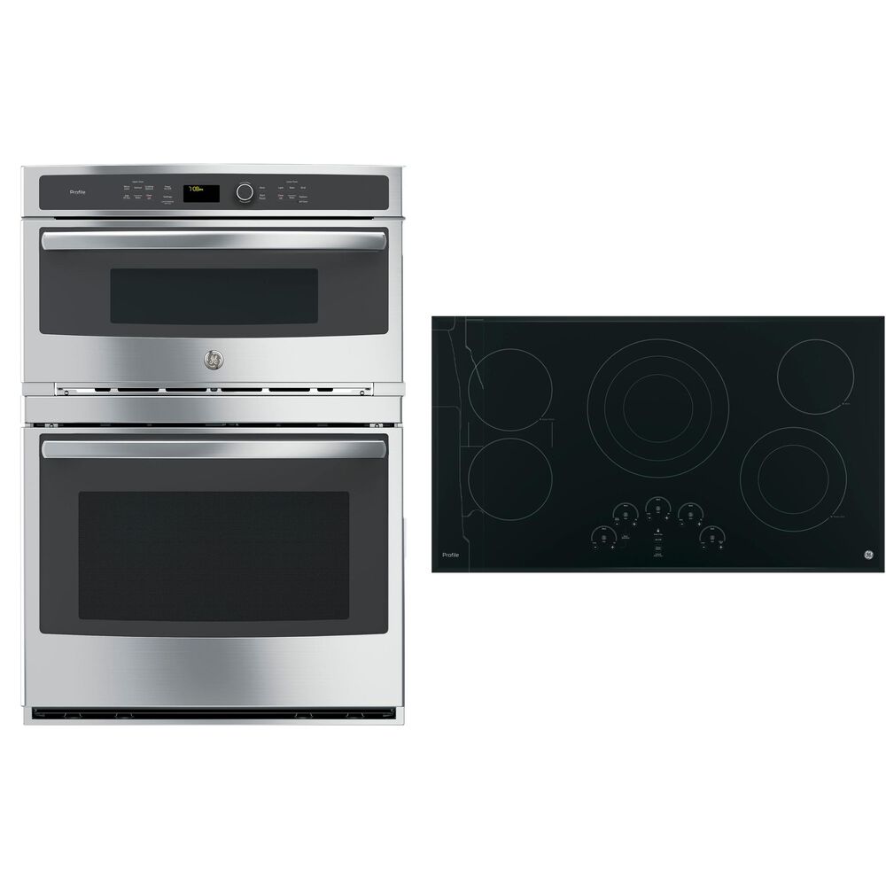 GE Profile 36" Electric Cooktop with 30" Built-In Combination Convection Microwave in Black, , large
