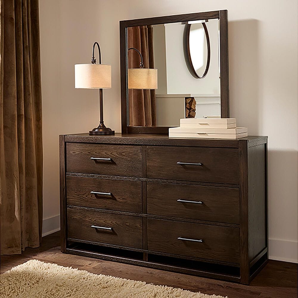 Viceray Collections Lodge and Loft 6-Drawer Dresser and Mirror in Dark Oak, , large