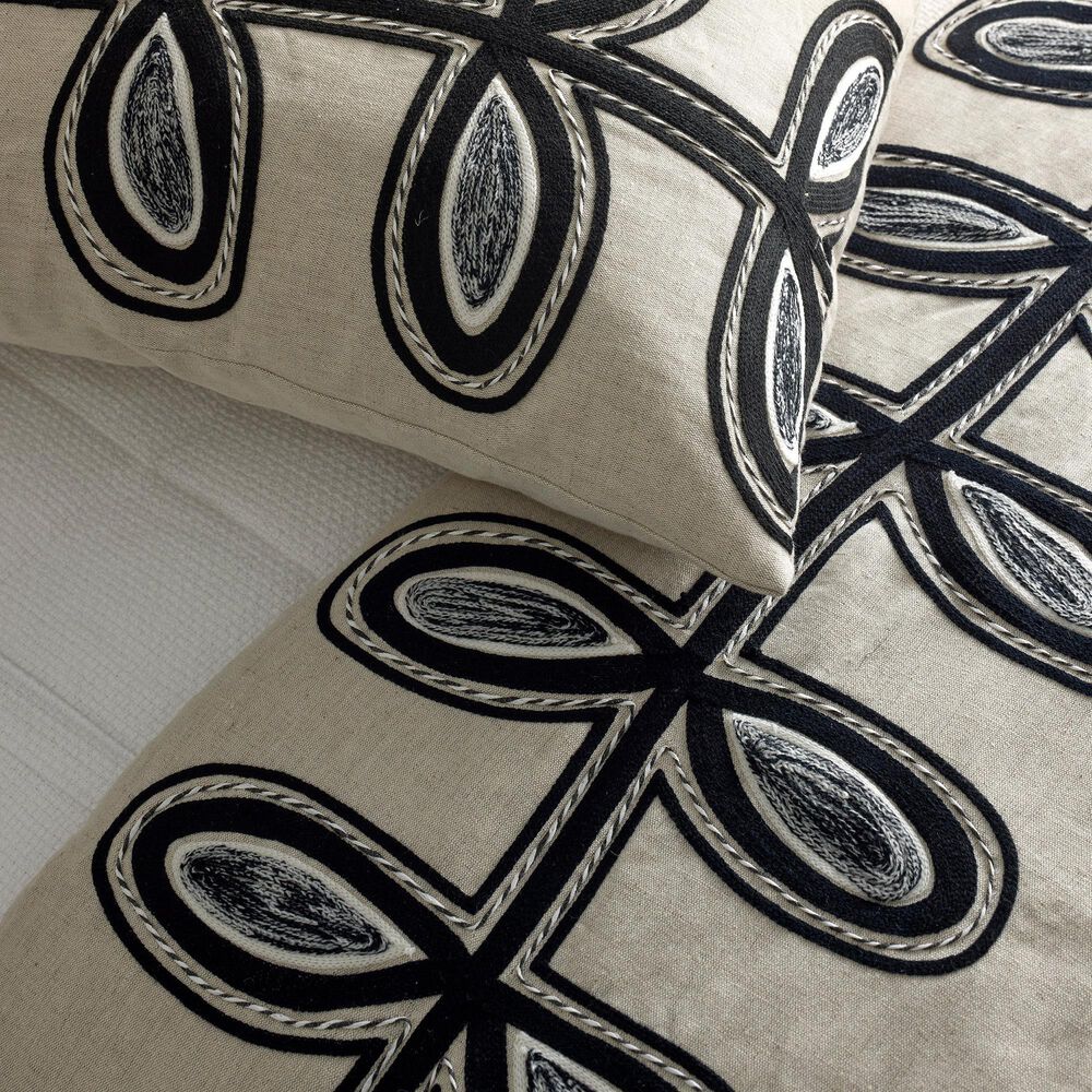 Ann Gish Fellini 24" Square Throw Pillow in Natural and Charcoal, , large