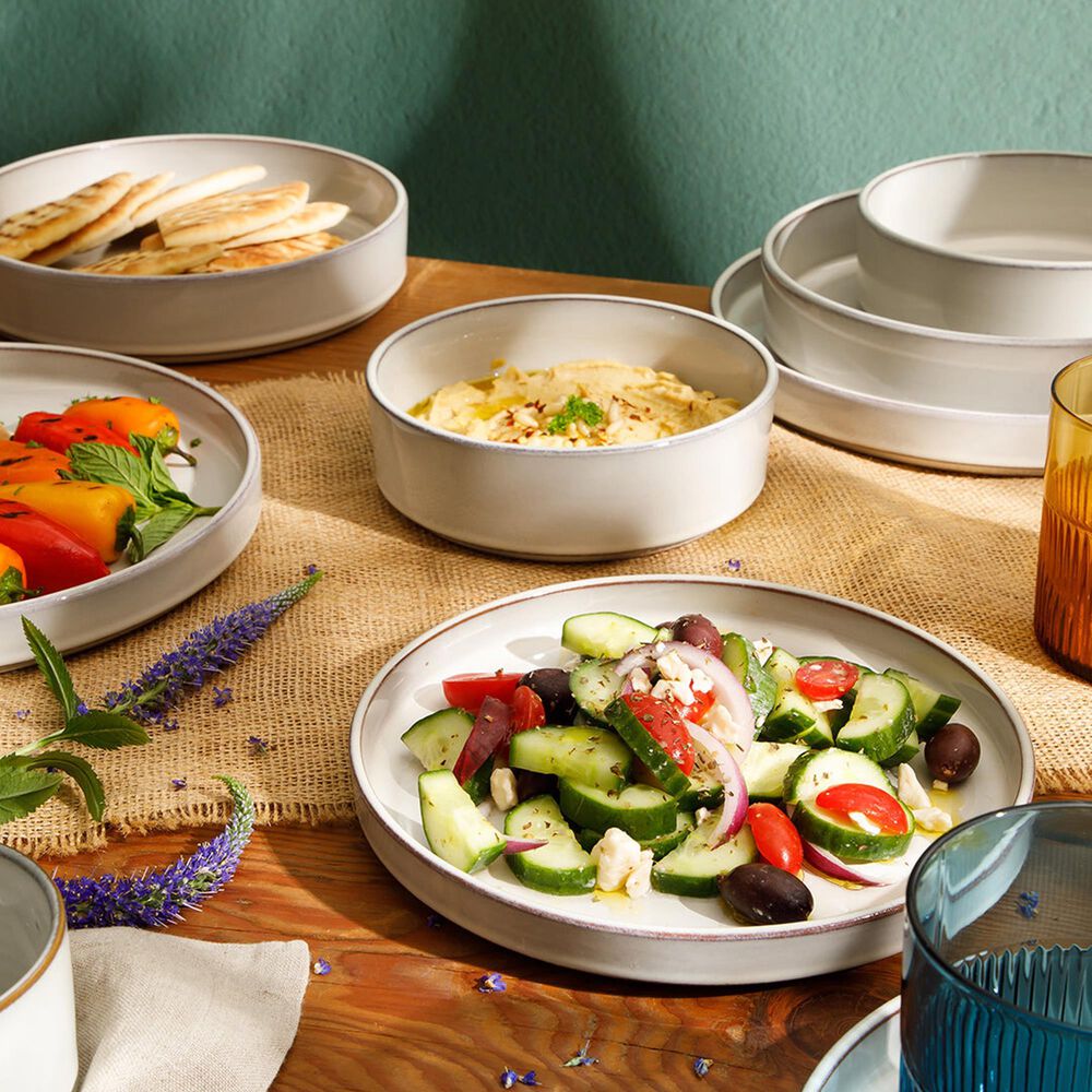 Gibson Homewares Bloomhouse Santorini Mist 16-Piece Dinnerware Set in Moonstone White, , large